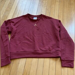 Adidas Women’s Red Cropped Crewneck Sweatshirt with Gold Emblem